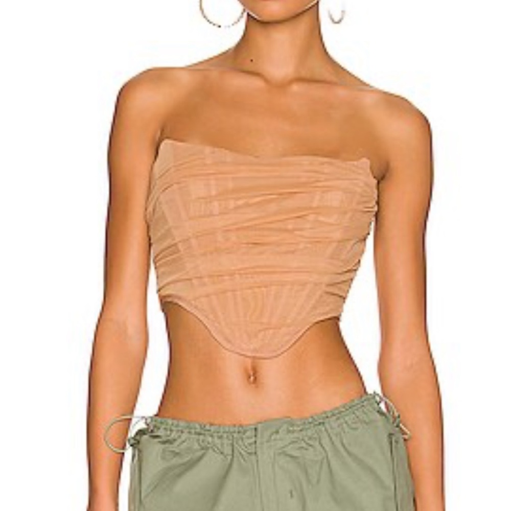 Superdown Tan Strapless Crop Top
